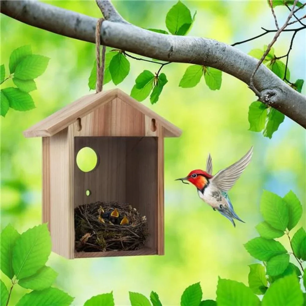 Window Bird House with Strong Suction Cup and Lanyard for Outside - See Through